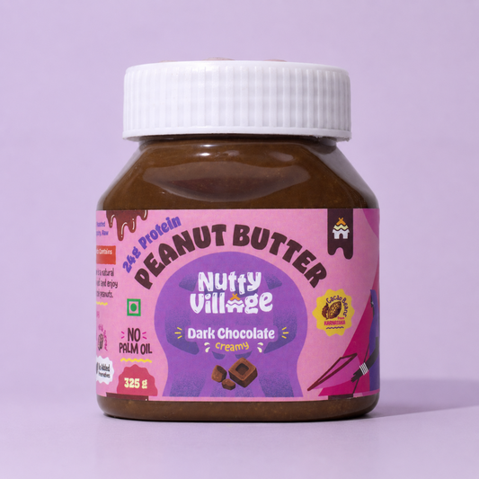 CREAMY- Dark Chocolate Peanut Butter Pack of 325g Nutty Village