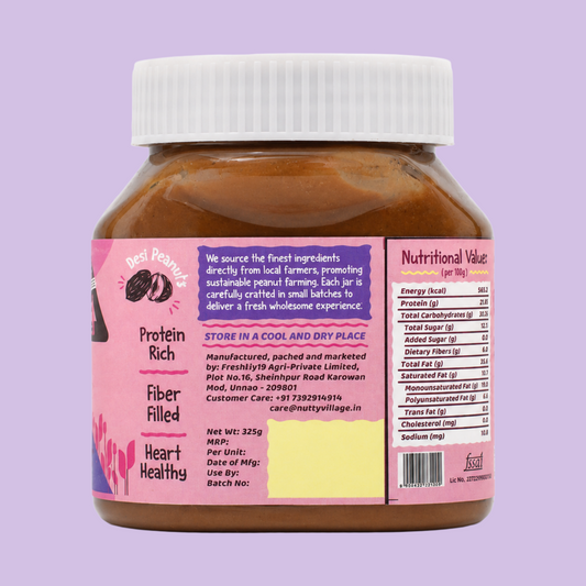 CRUNCHY- Dark Chocolate Peanut Butter Pack of 325g Nutty Village