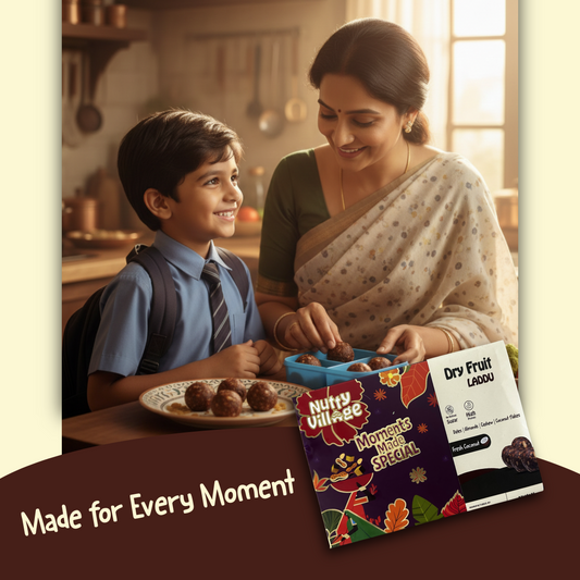 Nutty Village Dry Fruit Laddu | No Refined Sugar | High Protein Healthy Indian Sweet | Dates, Almonds & Cashew | Energy Bites