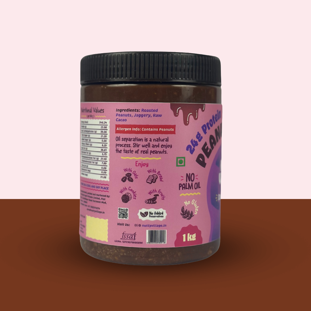 Nutty Village Dark Chocolate Peanut Butter | Creamy or Crunchy Available | 1 Kg