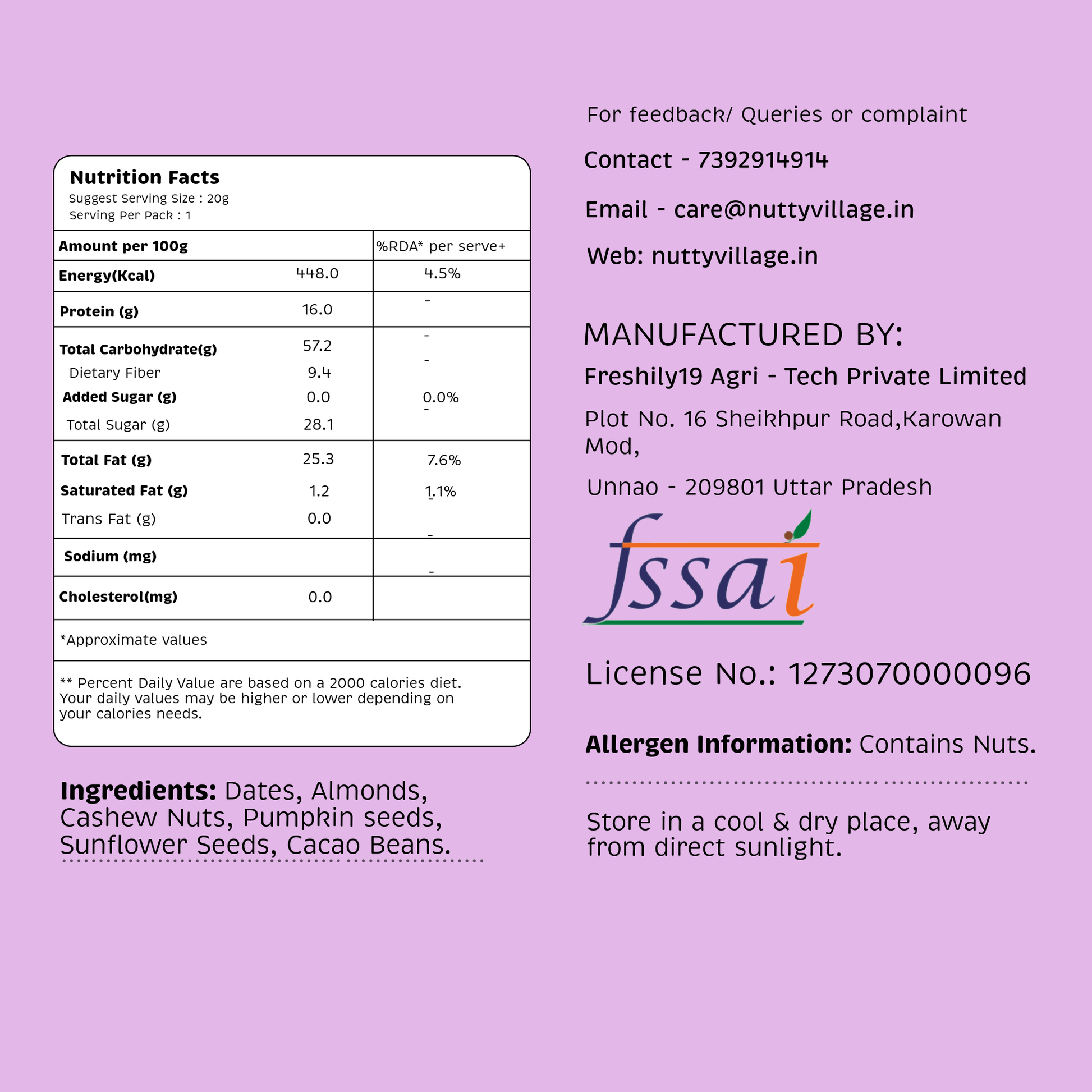 Dry Fruit Bites Date - Sweetened - Nutty Village