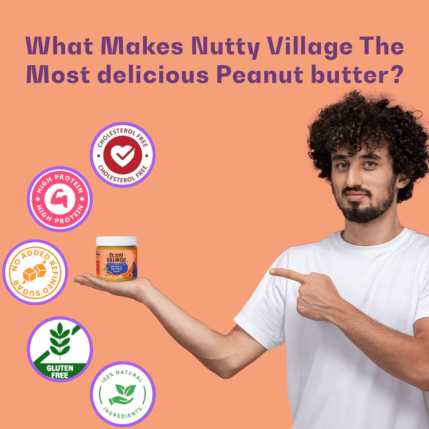 Nutty Village Jaggery Delight Peanut Butter (Creamy) 100% Natural High Protein 425gm - Nutty Village