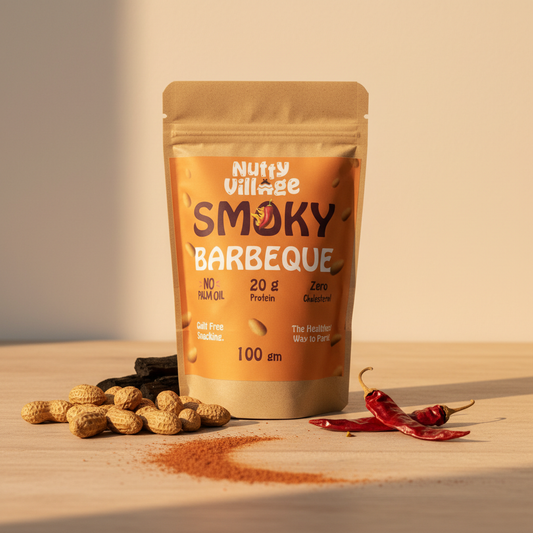 Smoky Barbeque Peanuts | Air Roasted, Not Fried | High Protein, Zero Cholesterol | 100g