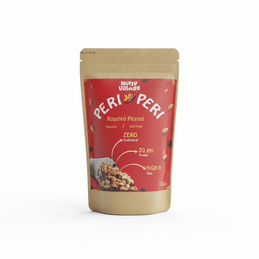Peri Peri Peanuts | Air Roasted, Not Fried | High Protein, Zero Cholestrol | 100g Nutty Village