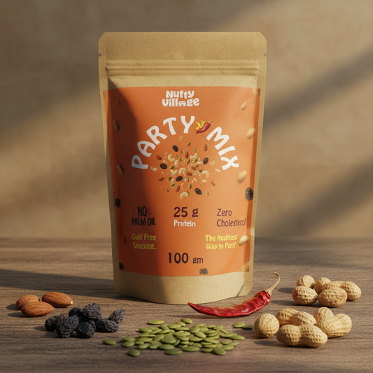 Nutty Village Party Mix | Air Roasted, Not Fried | High Protein, Zero Cholesterol | 100g