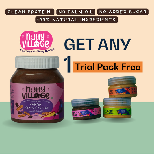 Nutty Village 100% Natural Dark Chocolate Peanut Butter 300gm + A Trial Pack