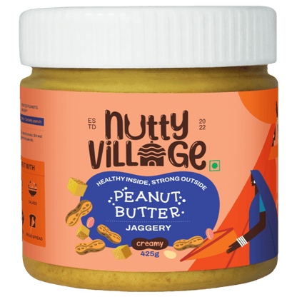 Nutty Village Jaggery Delight Peanut Butter (Crunchy) 100% Natural High Protein 425gm