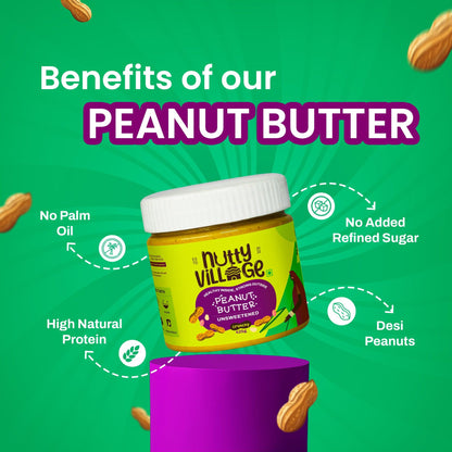 Nutty Village Unsweetened Peanut Butter (Creamy) 100% Natural High Protein 325gm