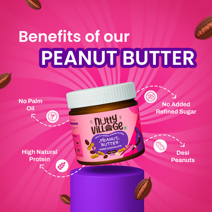 Nutty Village 100% Natural High Protein Dark Chocolate Peanut Butter (Crunchy) 425gm