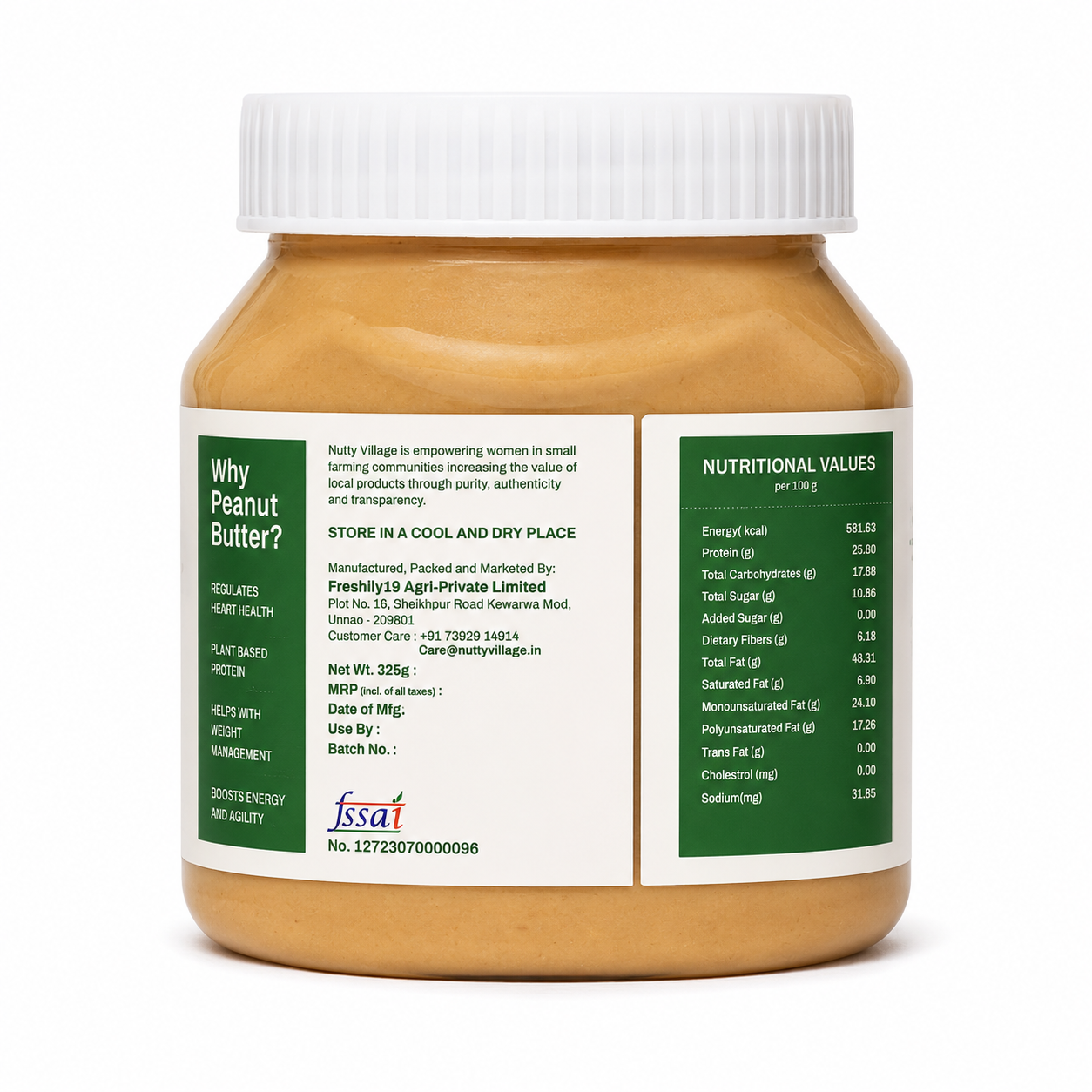 CREAMY- Coconut Peanut Butter Pack of 325g Nutty Village