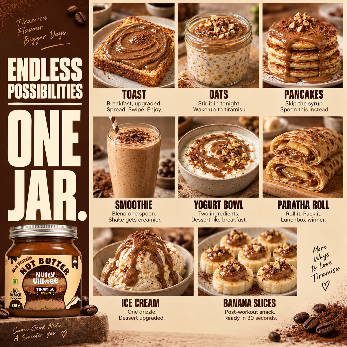 Tiramisu Nut Butter — Real Coffee, Cacao & Vanilla | 300g