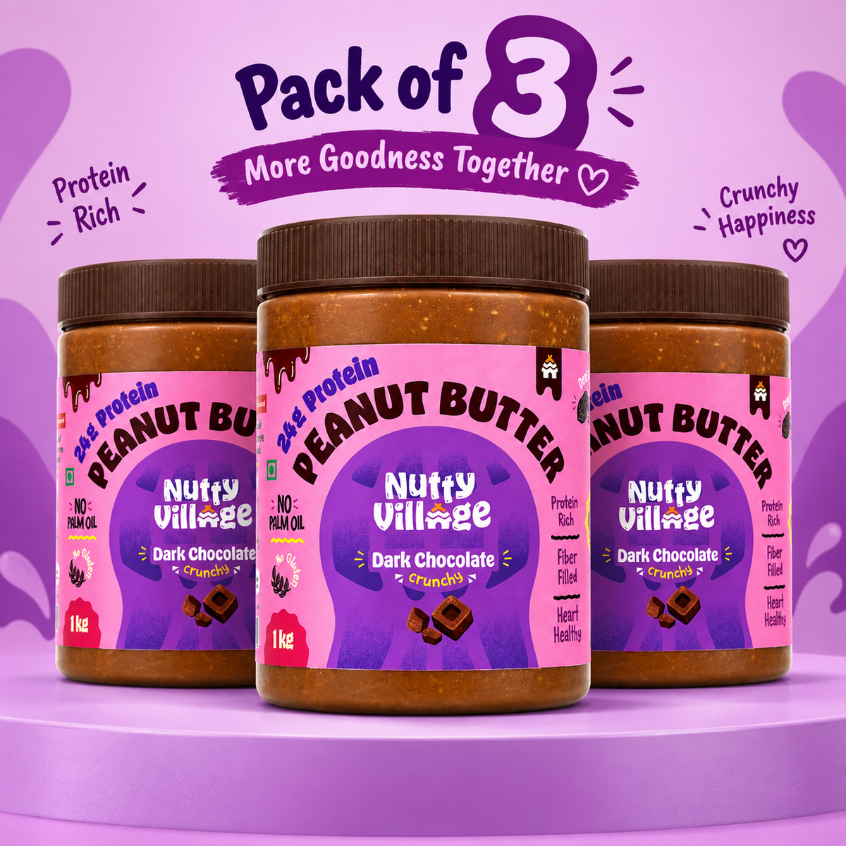 Dark Chocolate Peanut Butter, Crunchy - Made from Real Cacao Beans