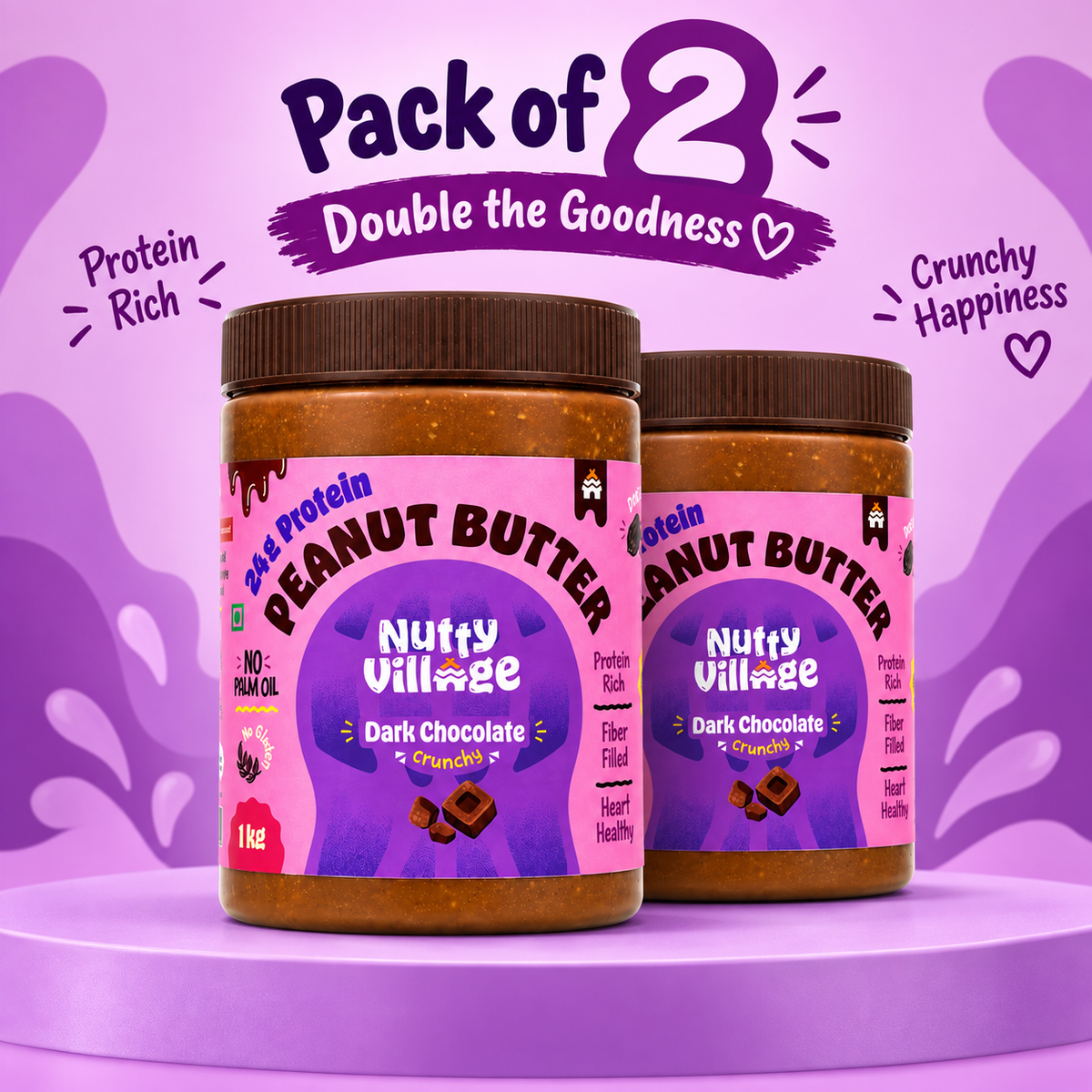 Dark Chocolate Peanut Butter, Crunchy - Made from Real Cacao Beans
