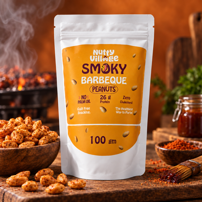 Smoky Barbeque Peanuts | Air Roasted, Not Fried | High Protein, Zero Cholesterol | 100g
