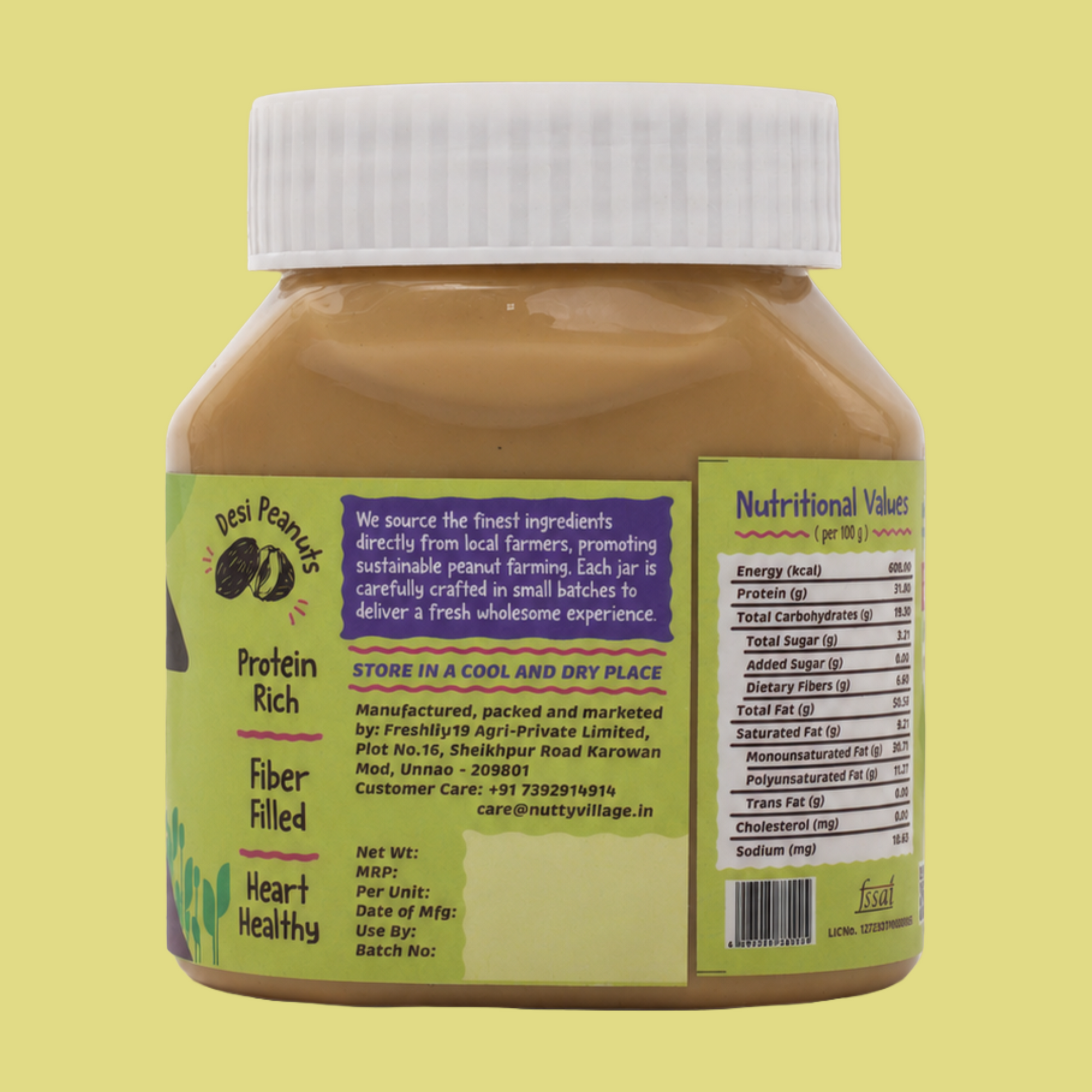 CREAMY- Unsweetened Peanut Butter Pack of 325g Nutty Village