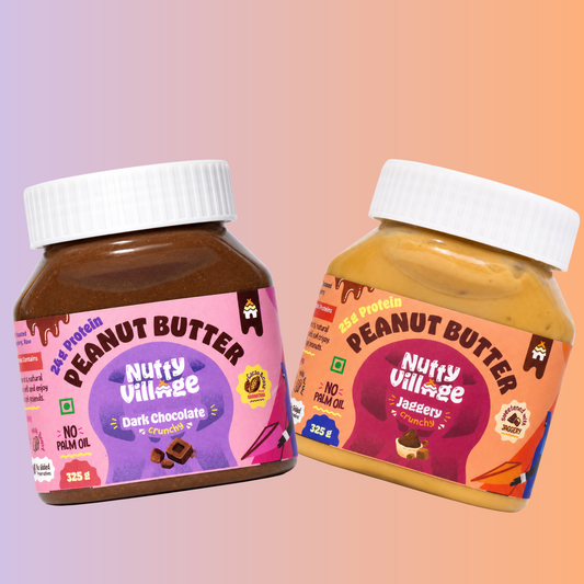 Nutty Village Combo Dark chocolate (Crunchy) &  Jaggery Delight (Crunchy) 100% Natural High Protein 325gm Nutty Village