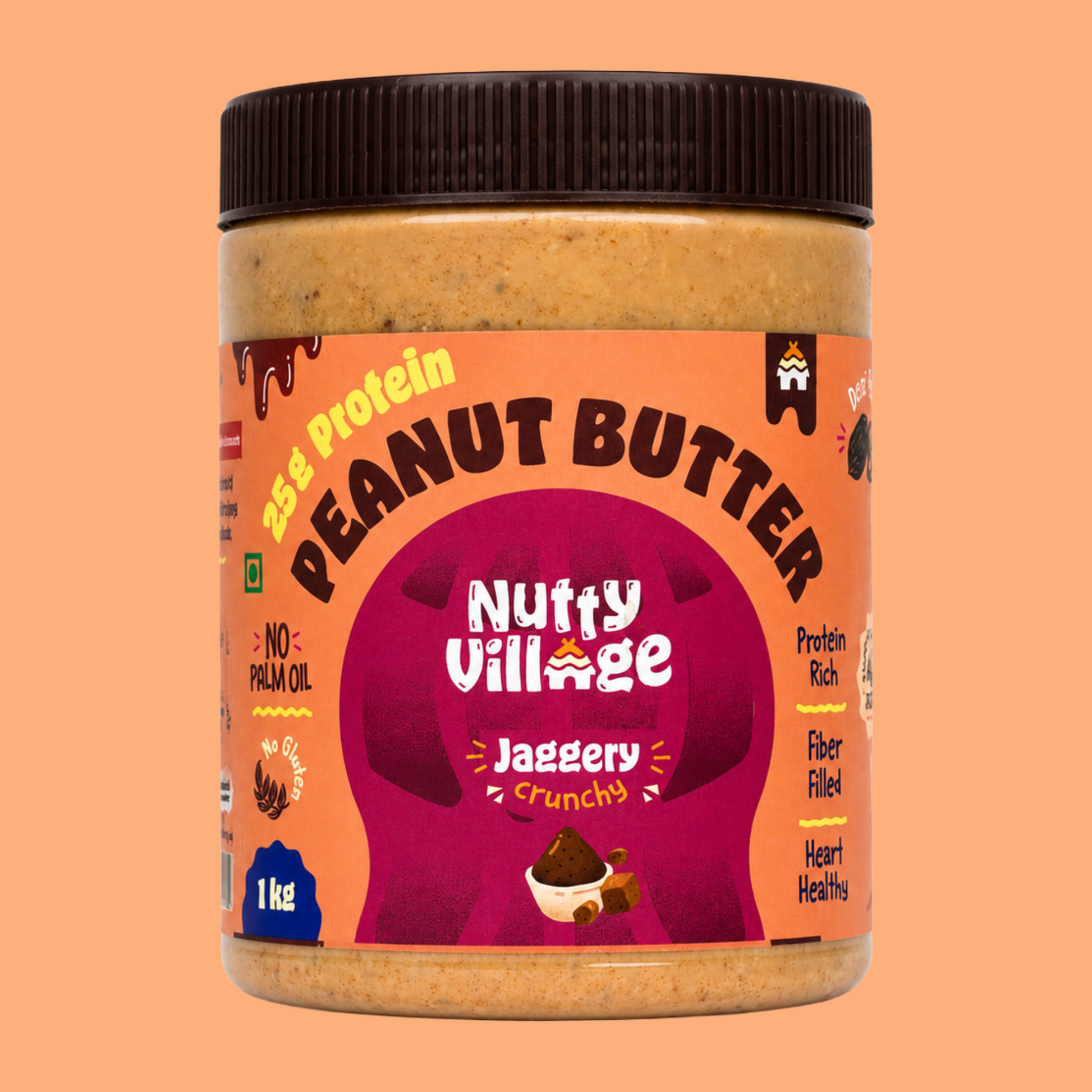 CRUNCHY- Nutty Village Peanut Butter Sweetened with Jaggery Nutty Village