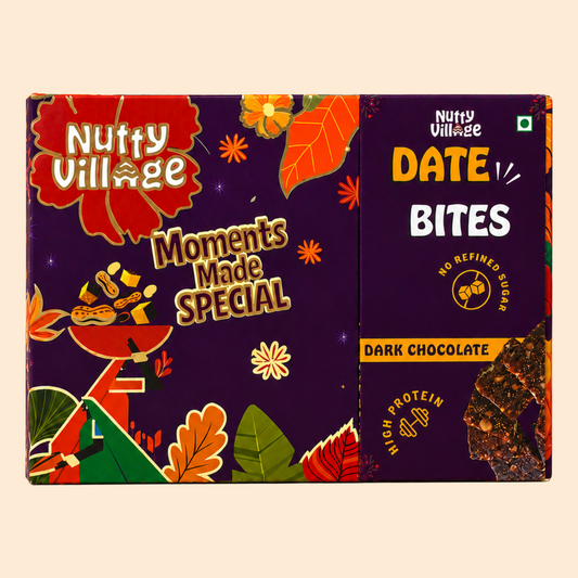 Nutty Village Date-Sweetened Dry Fruit Bites | Date Barfi | Dark Chocolate | 200g Nutty Village