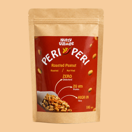 Peri Peri Peanuts | Air Roasted, Not Fried | High Protein, Zero Cholestrol | 100g Nutty Village
