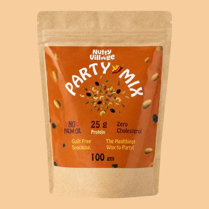 Nutty Village Party Mix | Air Roasted, Not Fried | High Protein, Zero Cholesterol | 100g Nutty Village