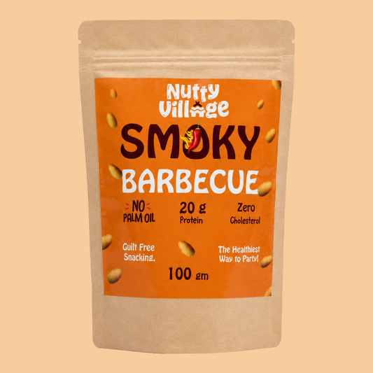 Smoky Barbeque Peanuts | Air Roasted, Not Fried | High Protein, Zero Cholesterol | 100g Nutty Village