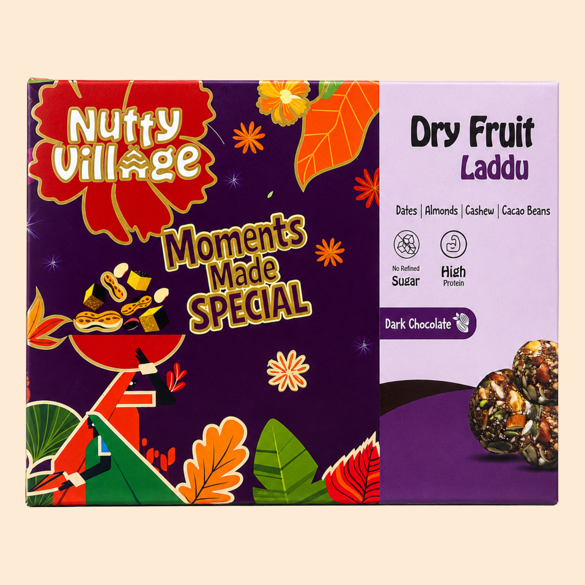 Nutty Village Dry Fruit Laddu | No Refined Sugar | High Protein Healthy Indian Sweet | Dates, Almonds & Cashew | Energy Bites Nutty Village