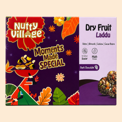 Nutty Village Dry Fruit Laddu | No Refined Sugar | High Protein Healthy Indian Sweet | Dates, Almonds & Cashew | Energy Bites Nutty Village