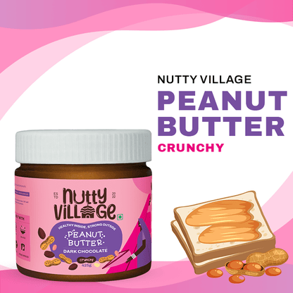 Nutty Village Dark Chocolate Peanut Butter (Crunchy) 100% Natural High Protein 425gm