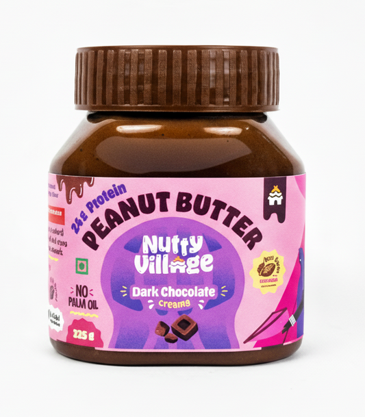 Nutty Village Dark Chocolate Peanut Butter | Creamy, Crunchy | 325g, 1 Kg