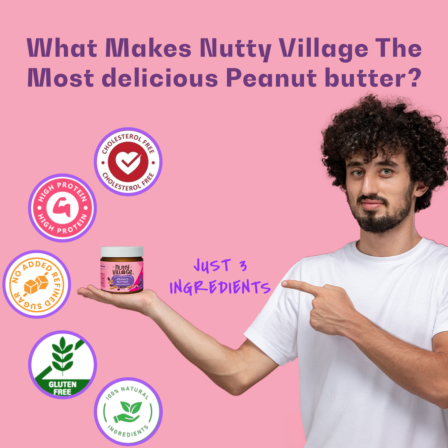 Nutty Village Dark Chocolate Peanut Butter (Creamy) 100% Natural High Protein 425gm