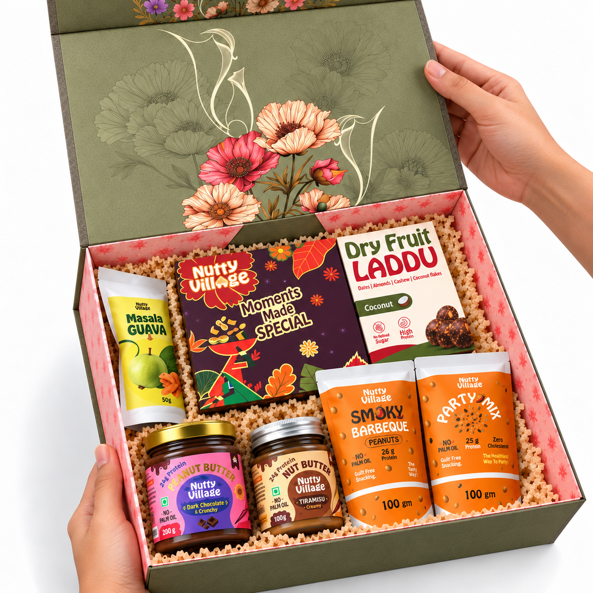 MEHMAANI Grand Diwali Hamper – 96% Dates, Nuts & Seeds Laddus | 7 Treats | 960g
