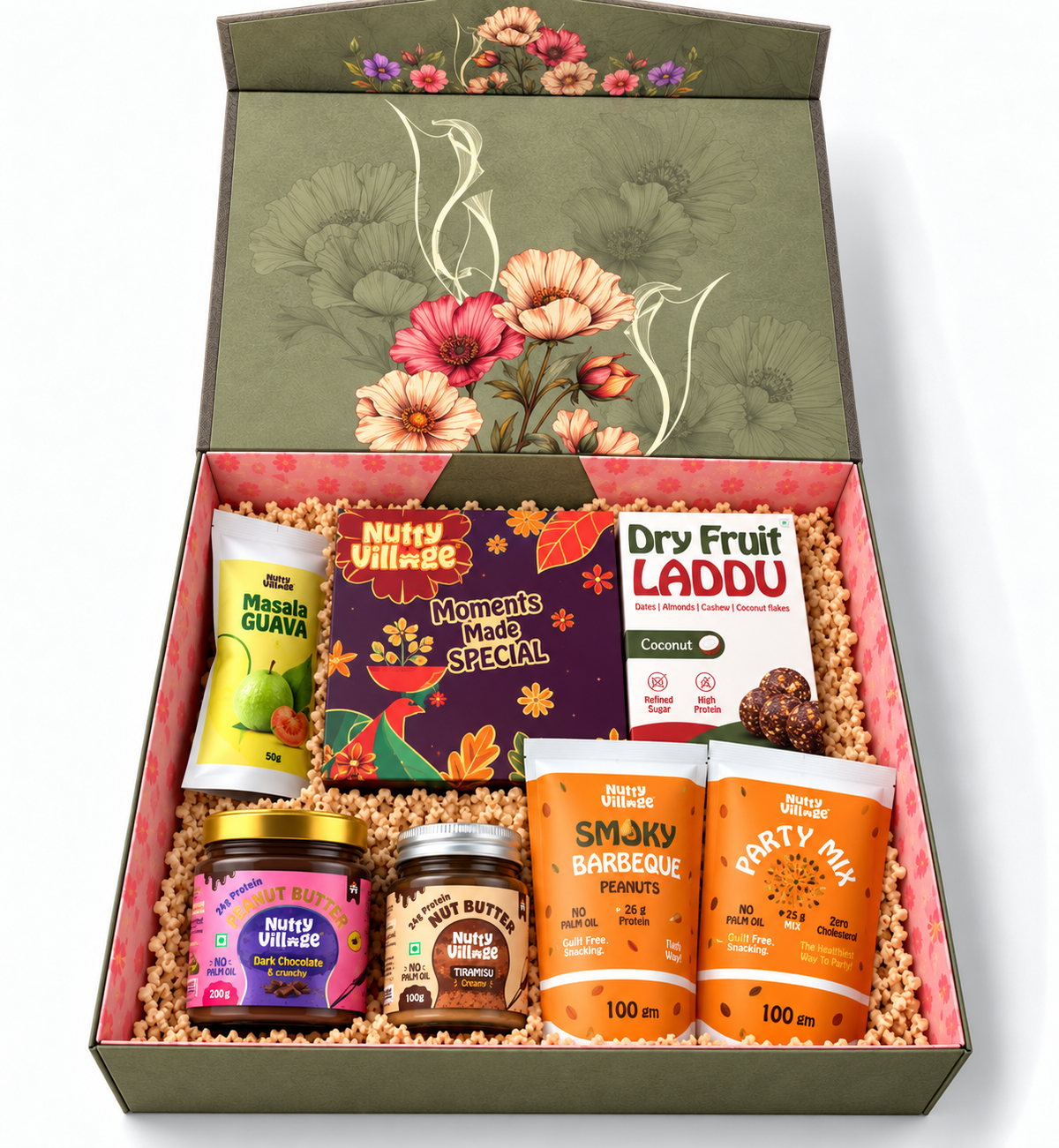 MEHMAANI Grand Diwali Hamper – 96% Dates, Nuts & Seeds Laddus | 7 Treats | 960g