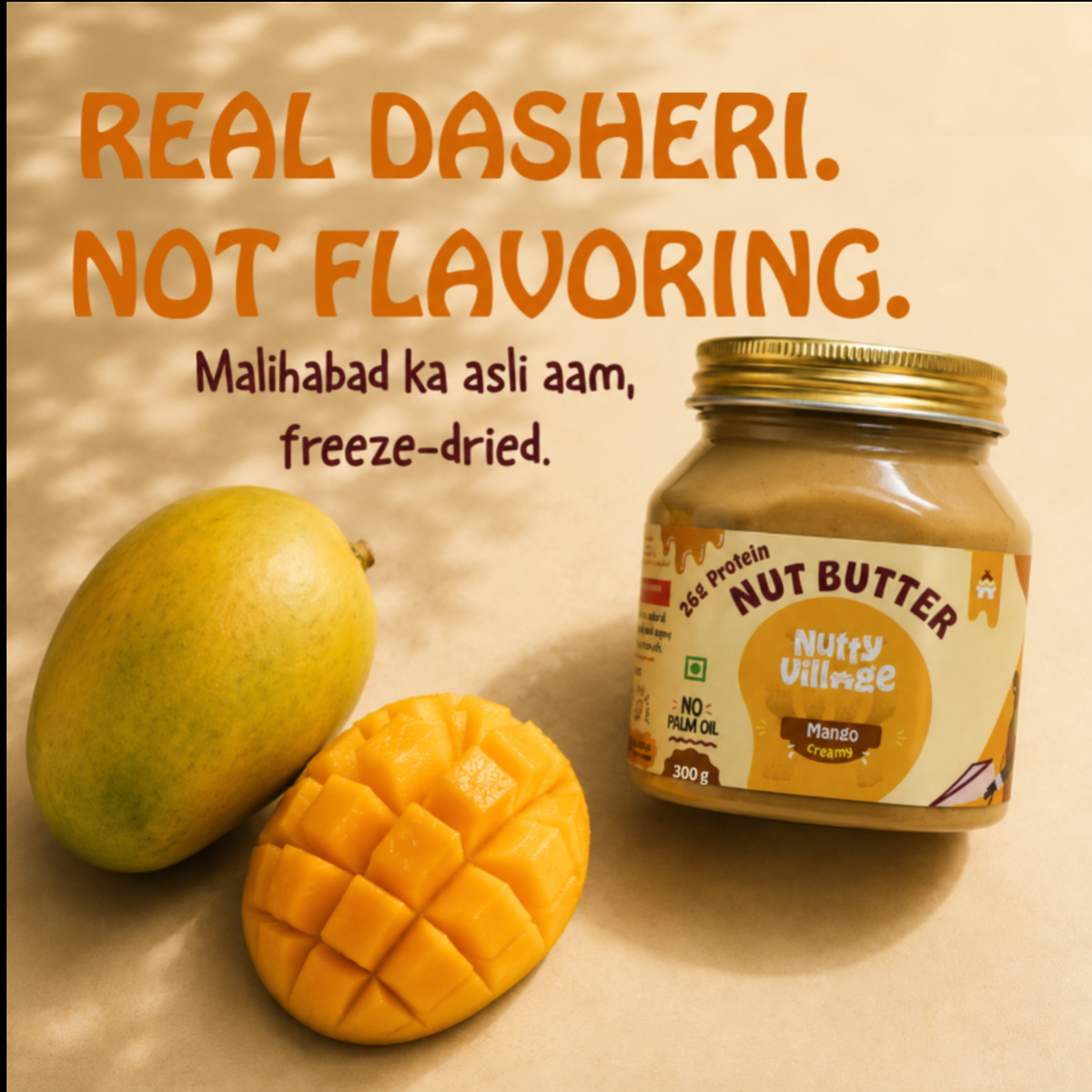 Mango Nut Butter with Real Malihabad Dasheri Mango | 26g Protein | 300g