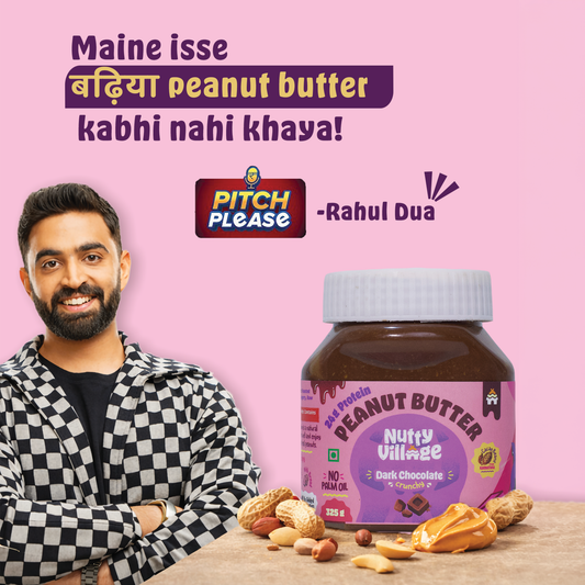 Nutty Village Dark Chocolate Peanut Butter | Creamy, Crunchy | 325g, 1 Kg
