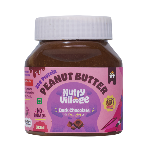 Nutty Village Dark Chocolate Peanut Butter | Creamy, Crunchy | 325g, 1 Kg