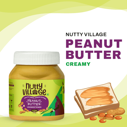 Nutty Village Unsweetened Peanut Butter (Creamy) 100% Natural High Protein 325gm