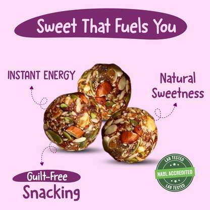 Nutty Village Dry Fruit Laddu | No Refined Sugar | High Protein Healthy Indian Sweet | Dates, Almonds & Cashew | Energy Bites