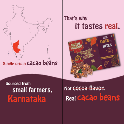 Nutty Village Dry Fruit Bites Date-Sweetened | Date Barfi | Dark Chocolate