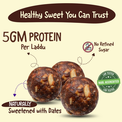 Nutty Village Dry Fruit Laddu | No Refined Sugar | High Protein Healthy Indian Sweet | Dates, Almonds & Cashew | Energy Bites