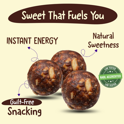 Nutty Village Dry Fruit Laddu | No Refined Sugar | High Protein Healthy Indian Sweet | Dates, Almonds & Cashew | Energy Bites