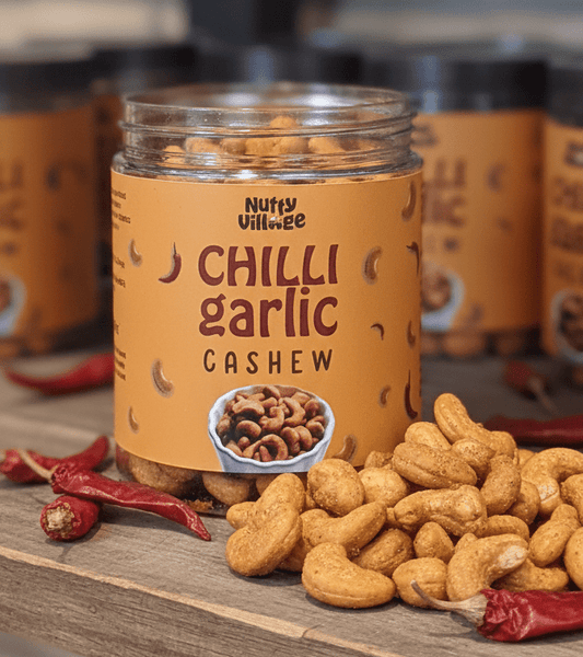 Chilli Garlic Cashew | Air Roasted, Not Fried | No Added Oil, No Preservatives | 250g - Nutty Village