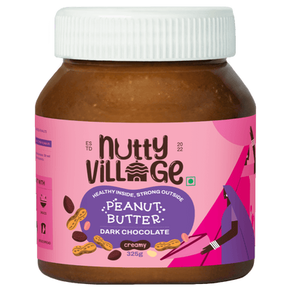 Nutty Village Dark Chocolate Peanut Butter (Creamy) 100% Natural High Protein 325gm