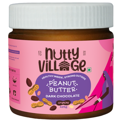 Nutty Village 100% Natural High Protein Dark Chocolate Peanut Butter (Crunchy) 425gm