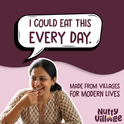 Nutty Village Dry Fruit Bites Date-Sweetened | Date Barfi | Dark Chocolate