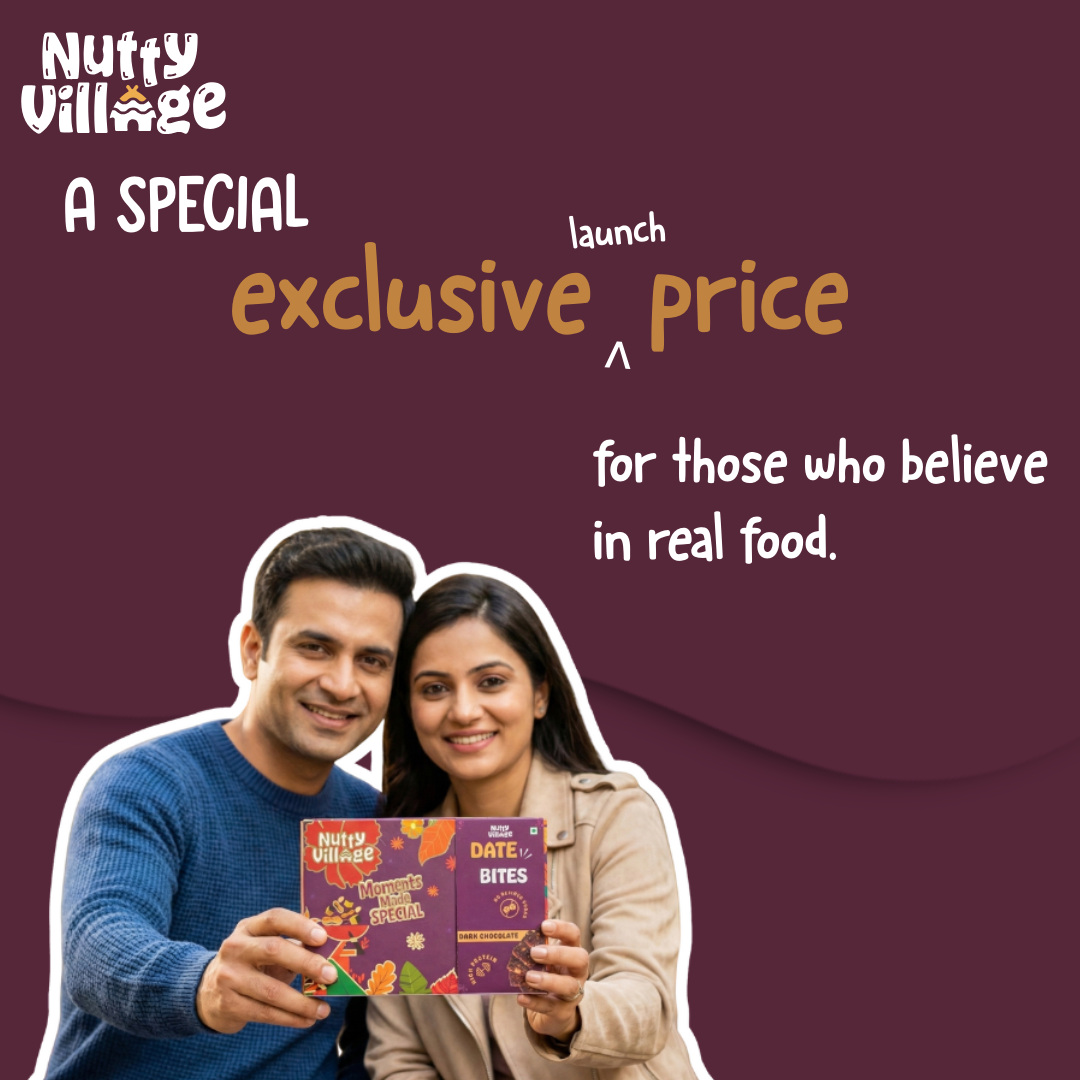 Nutty Village Dry Fruit Bites Date-Sweetened | Date Barfi | Dark Chocolate