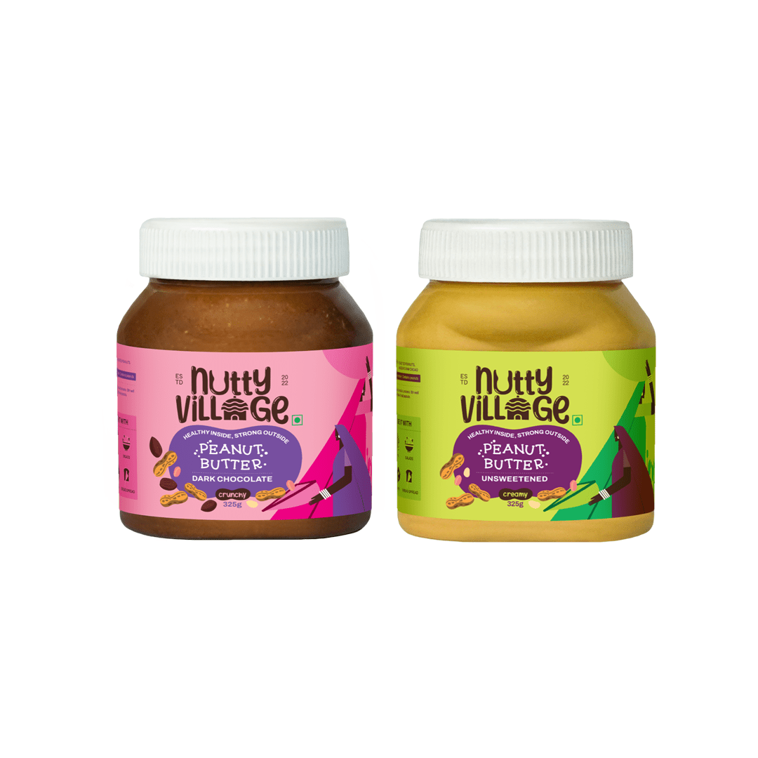 Nutty Village Combo Dark chocolate (Crunchy) &  Unsweetened (Creamy)