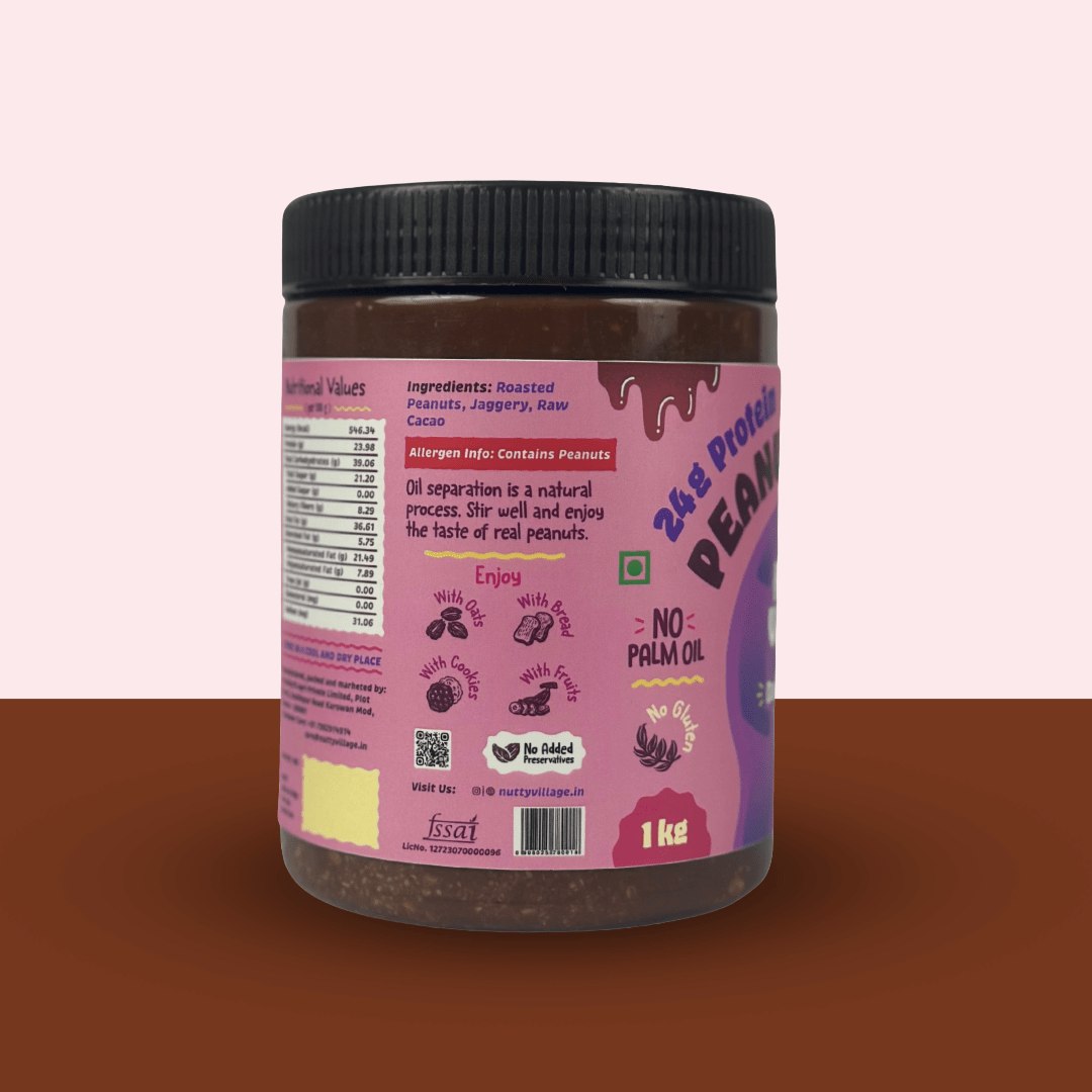 Nutty Village Dark Chocolate Peanut Butter | Creamy or Crunchy Available | 1 Kg - Nutty Village