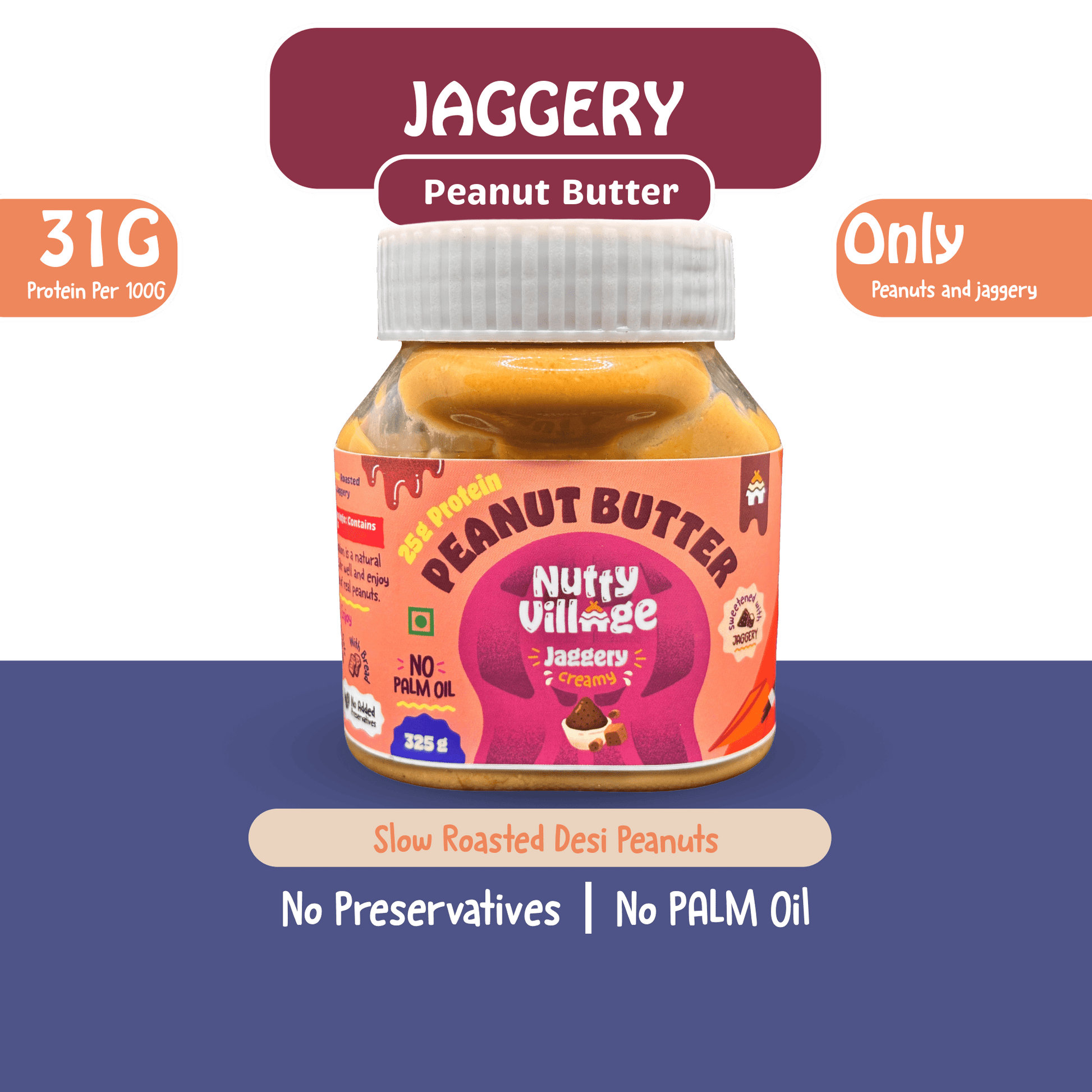 Nutty Village Peanut Butter (Jaggery Flavor) - Nutty Village