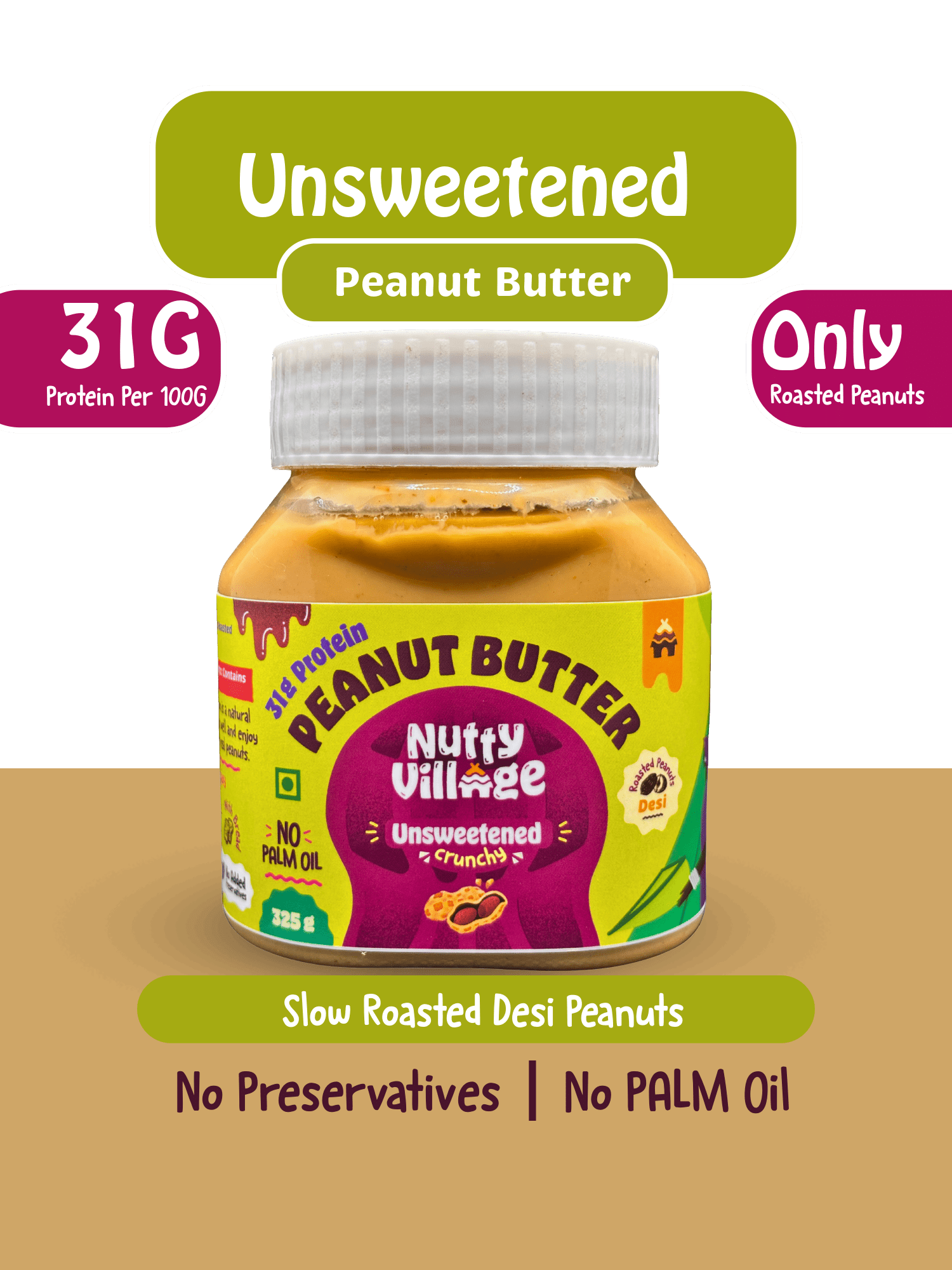 Nutty Village Unsweetened Peanut Butter - Nutty Village