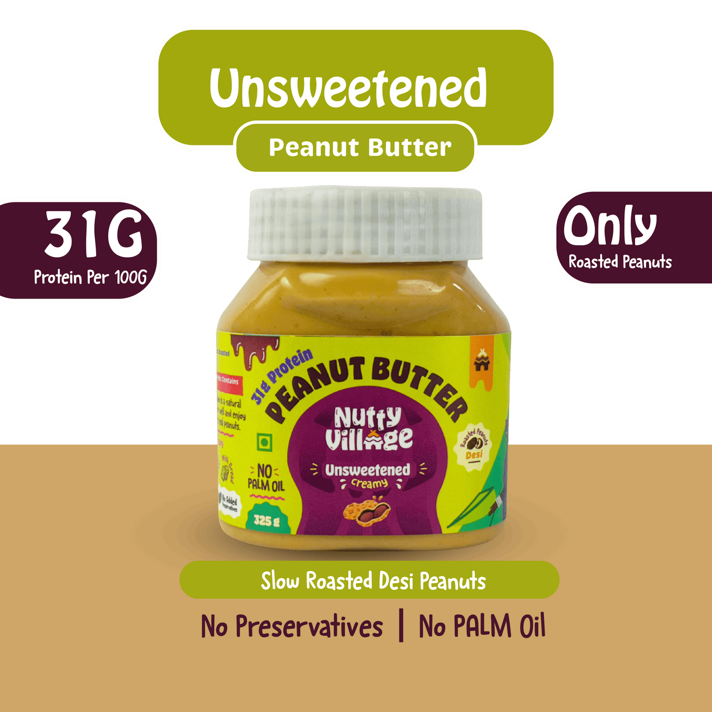 Nutty Village Unsweetened Peanut Butter - Nutty Village